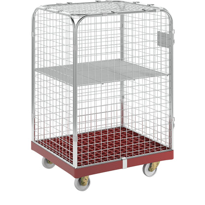 SAFE roll container, HxWxD 1200 x 720 x 810 mm, red transport dolly.