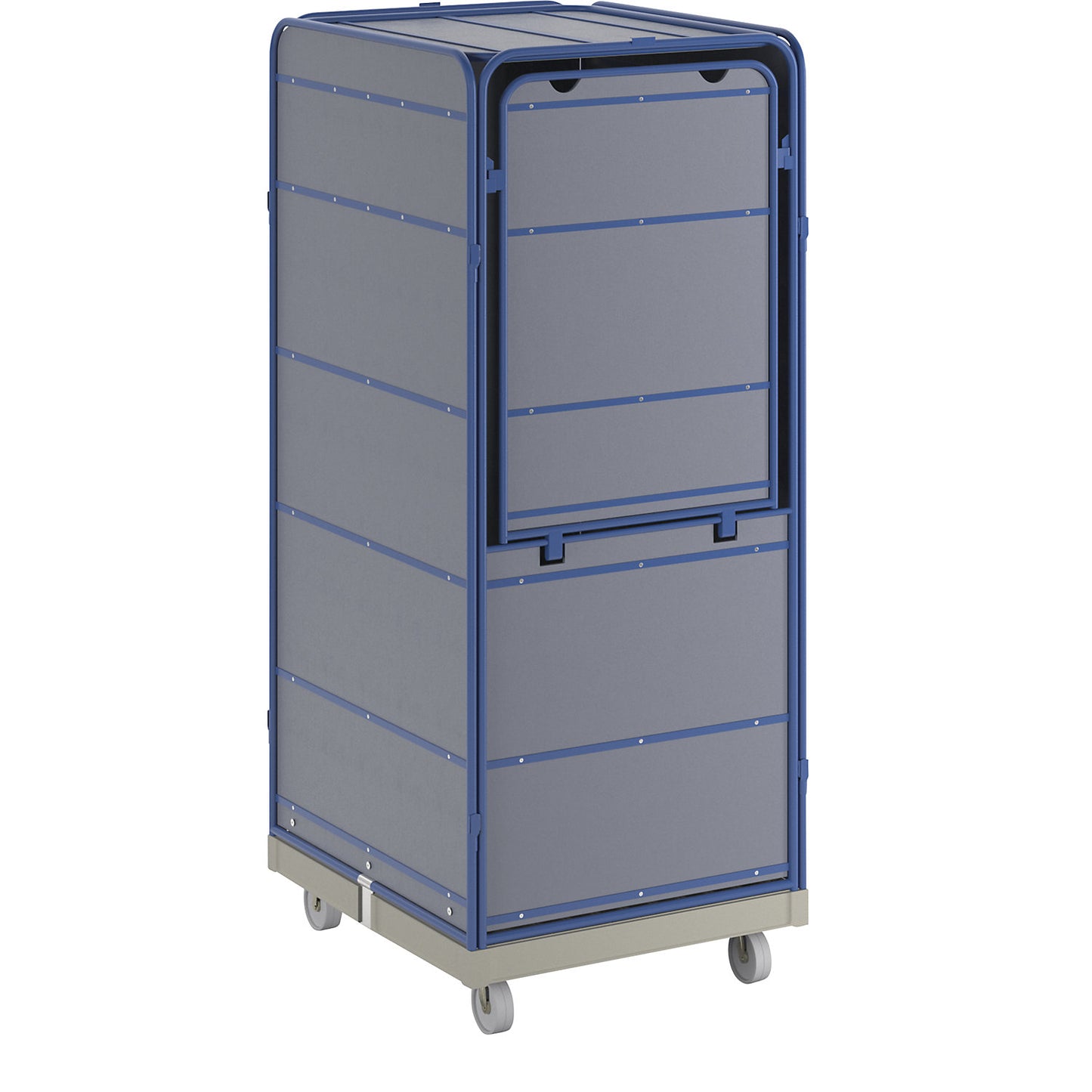 SAFE roll container, logistics box, HxWxD 1785 x 720 x 810 mm, grey transport dolly.