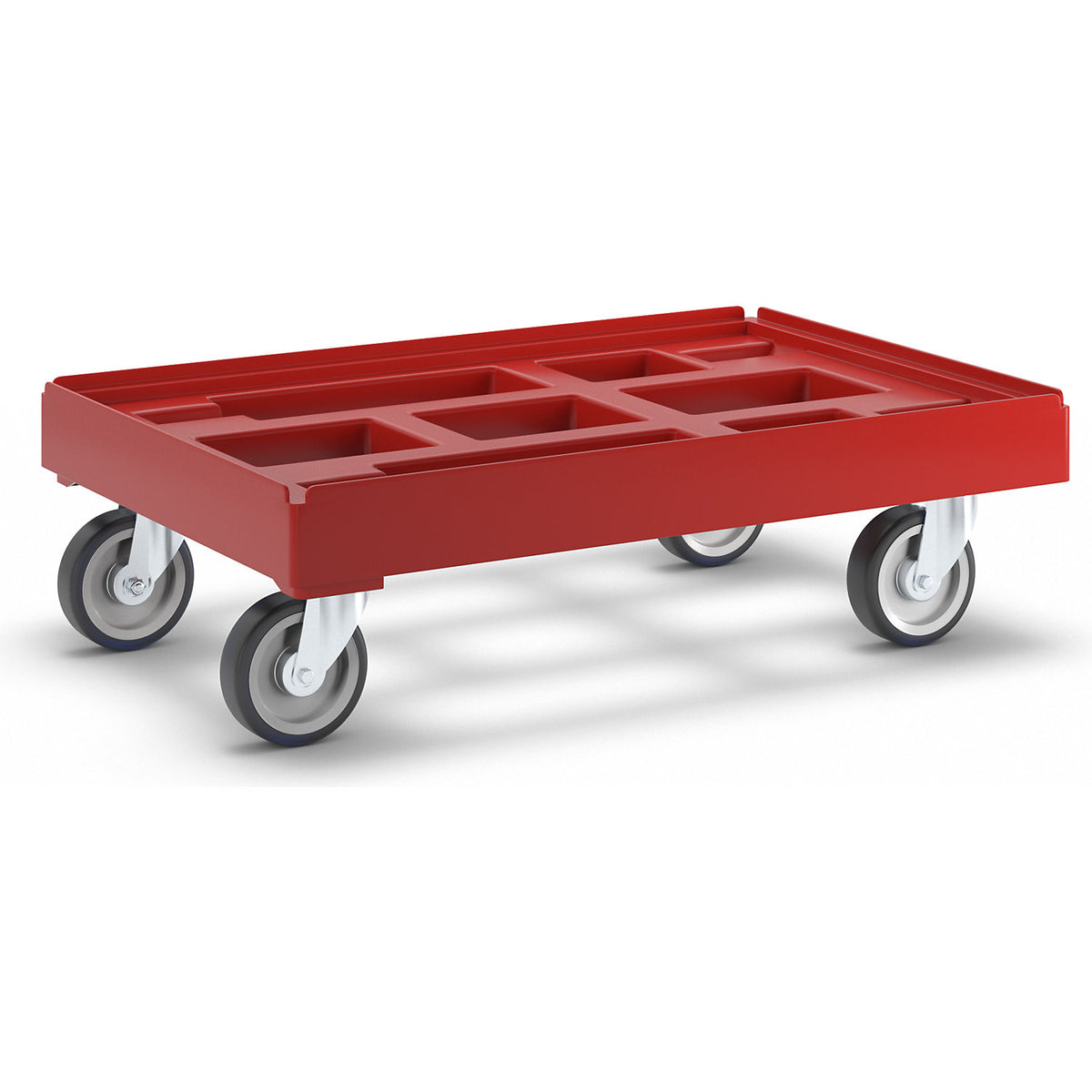 Transport dolly, LxW 610 x 410 mm, made of HDPE, flame red.