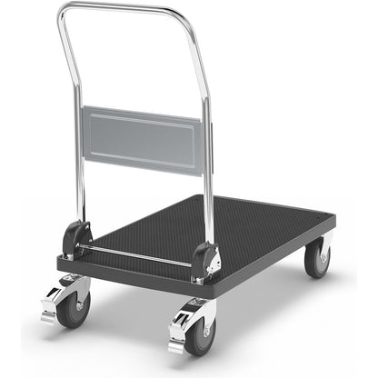 Plastic platform truck, 1 push handle, folding, max. load 230 kg.