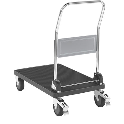 Plastic platform truck, 1 push handle, folding, max. load 230 kg.