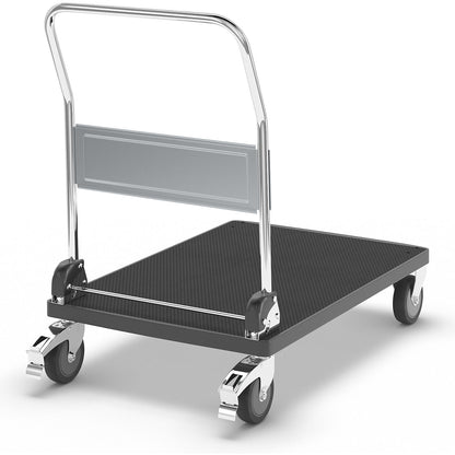 Plastic platform truck, 1 push handle, folding, max. load 280 kg.