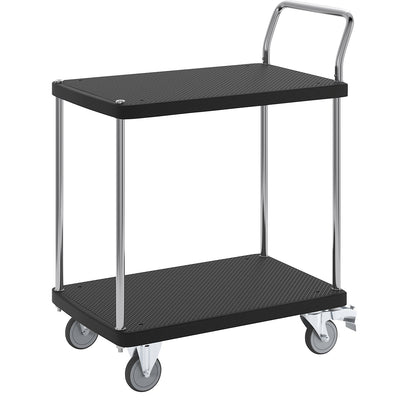 Serving trolley, 2 shelves, 1 push handle, max. load 150 kg.