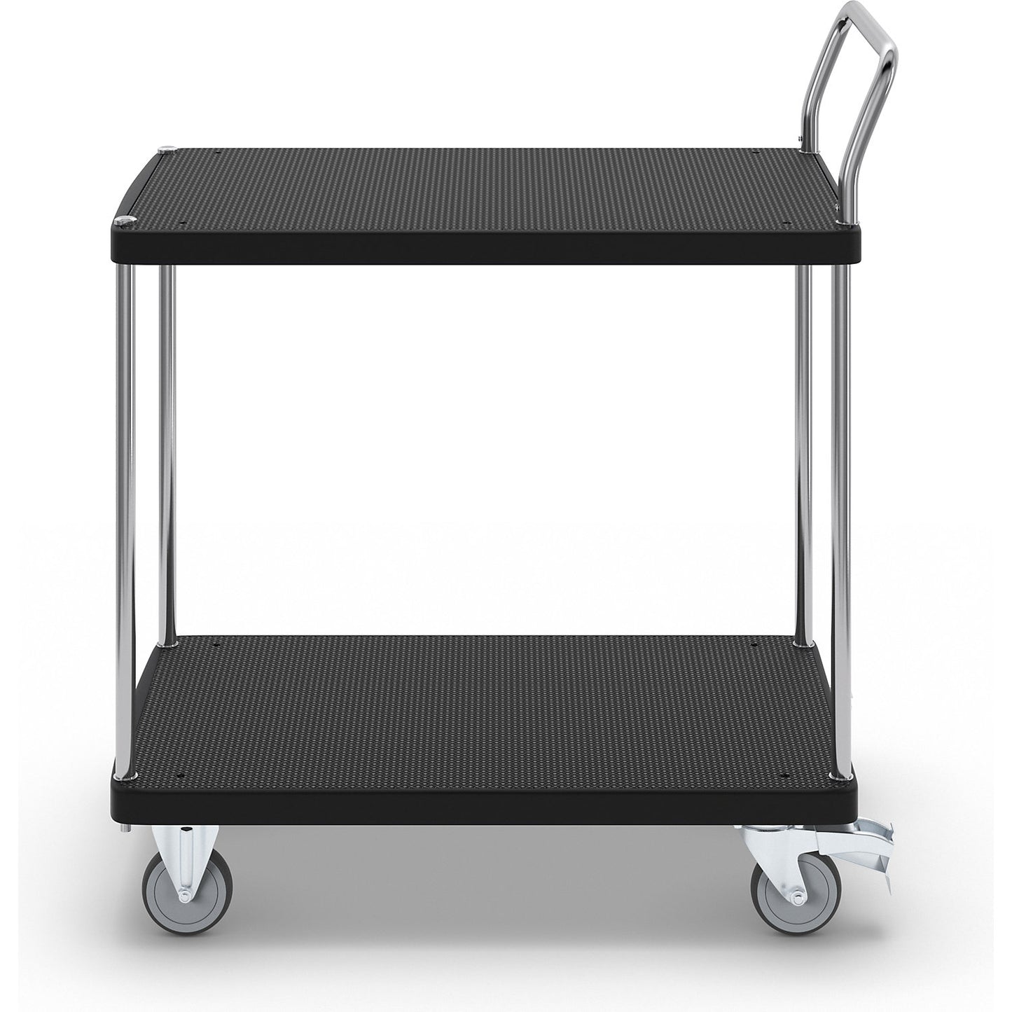 Serving trolley, 2 shelves, 1 push handle, max. load 230 kg.
