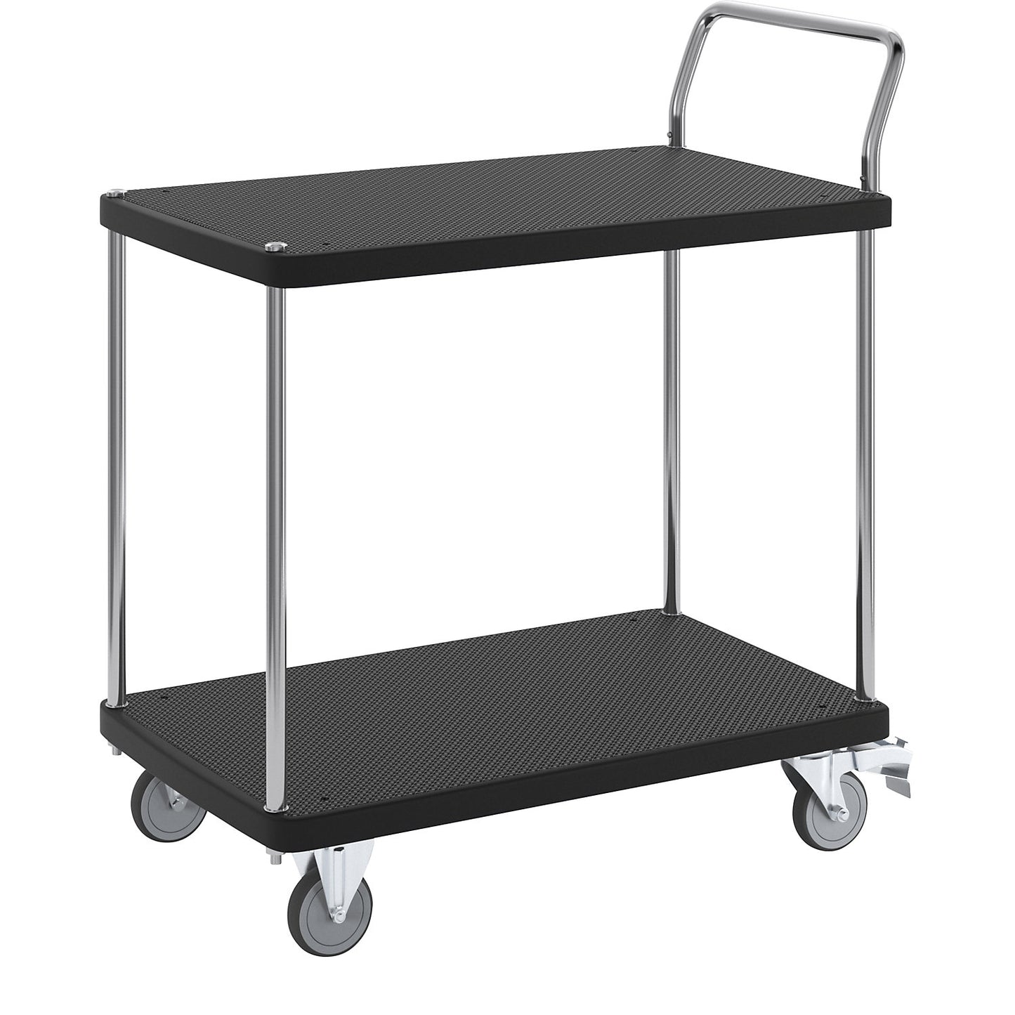 Serving trolley, 2 shelves, 1 push handle, max. load 230 kg.
