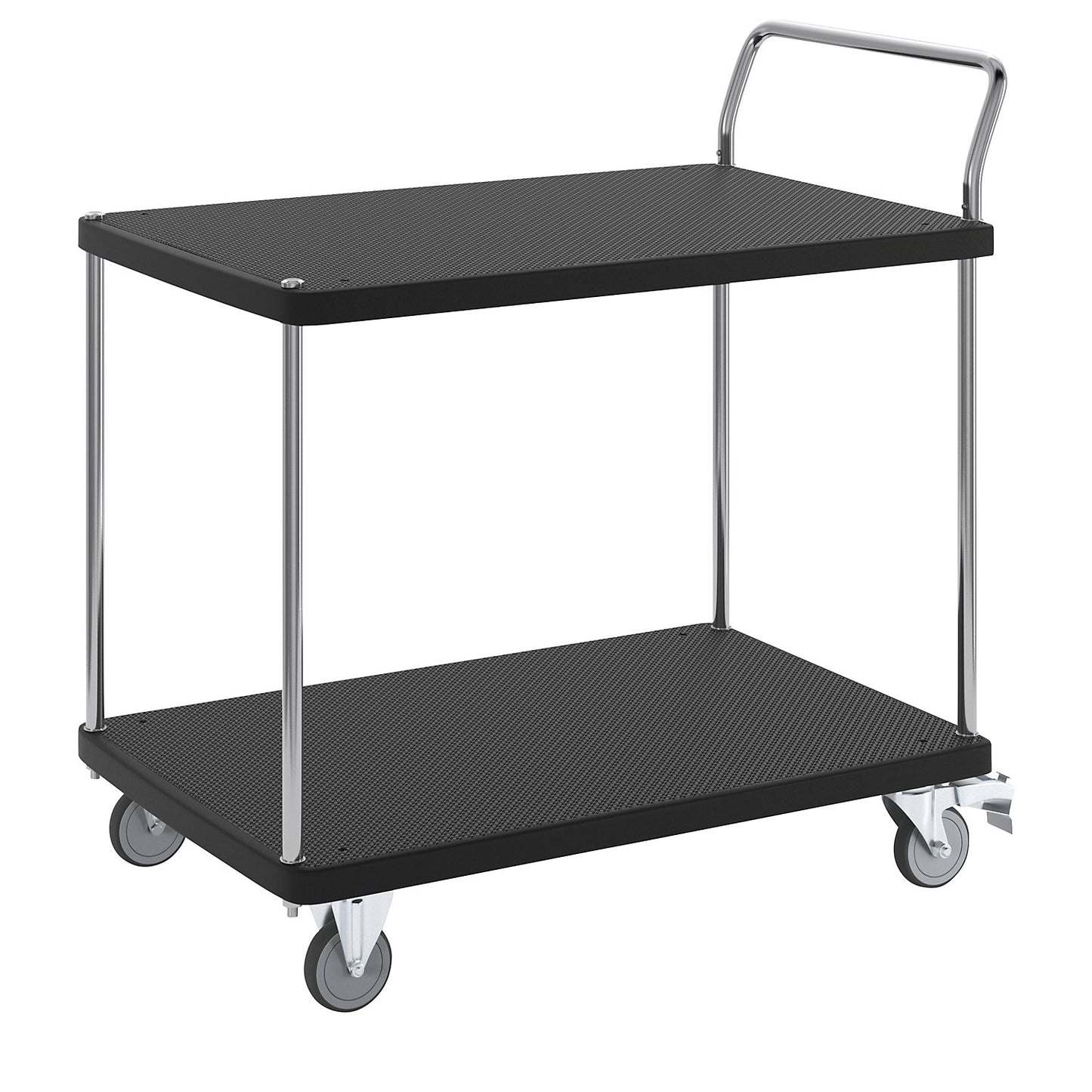 Serving trolley, 2 shelves, 1 push handle, max. load 280 kg.