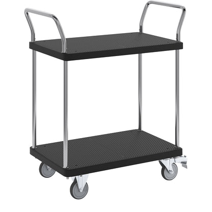 Serving trolley, 2 shelves, 2 push handles, max. load 150 kg.