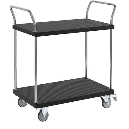 Serving trolley, 2 shelves, 2 push handles, max. load 230 kg.