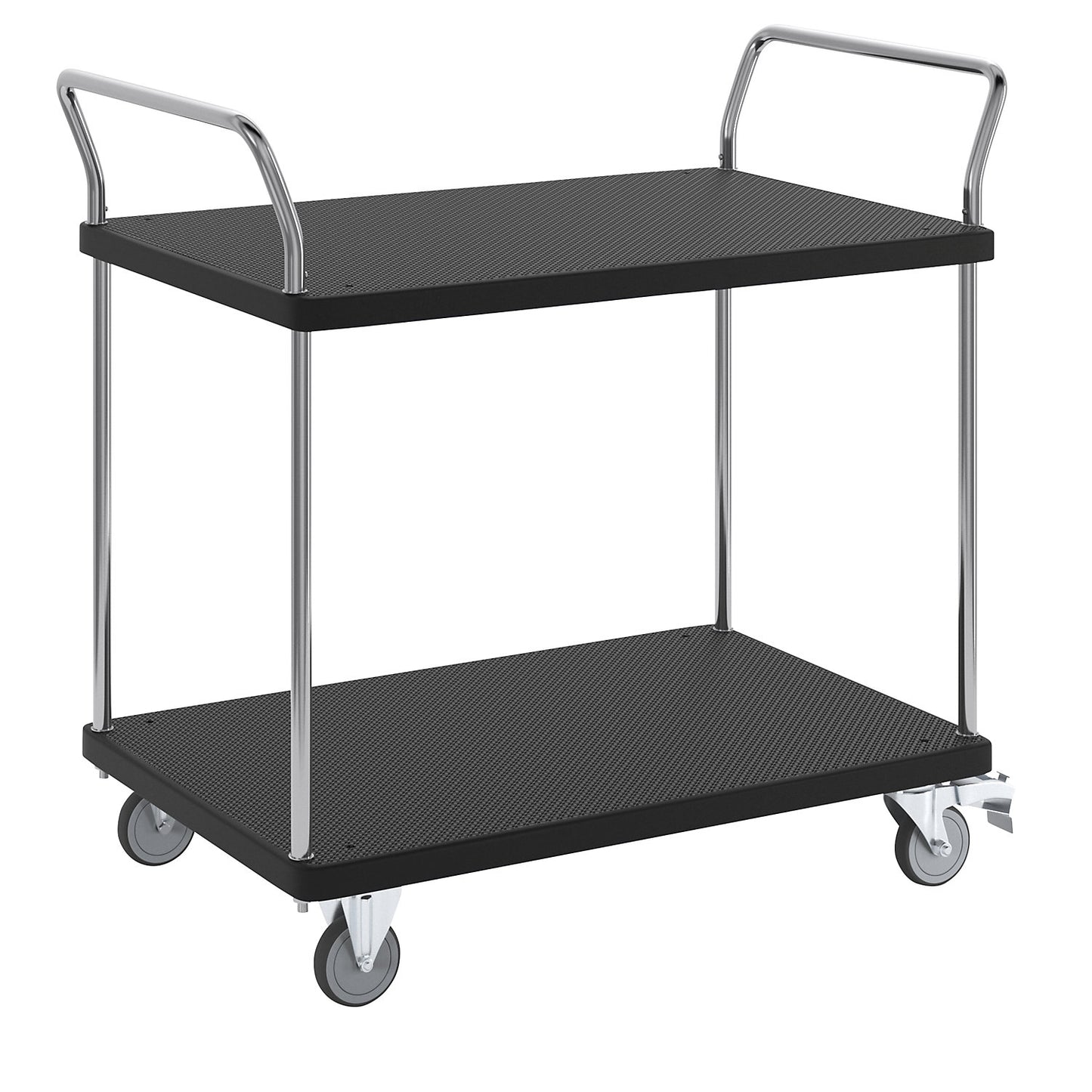 Serving trolley, 2 shelves, 2 push handles, max. load 280 kg.