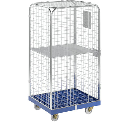 SAFE roll container, HxWxD 1550 x 720 x 810 mm, blue transport dolly.