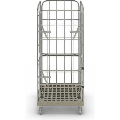 MODULAR roll container, plastic transport dolly, mesh on 4 sides, grey dolly.