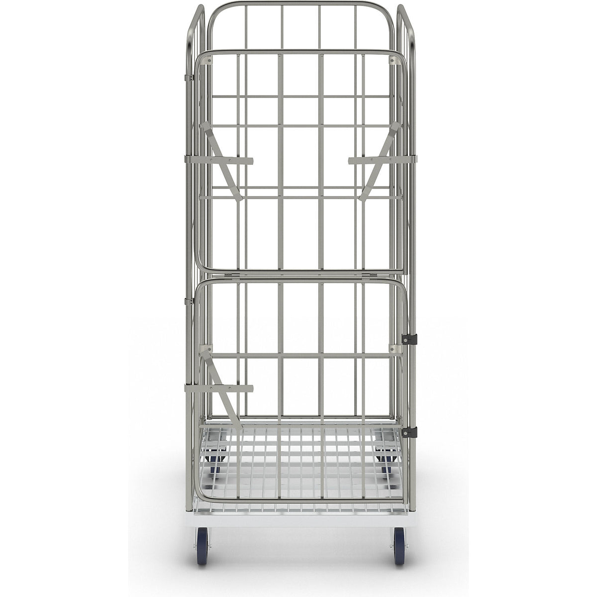MODULAR roll container, steel transport dolly, mesh on 4 sides.
