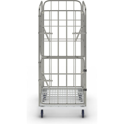 MODULAR roll container, steel transport dolly, mesh on 4 sides.
