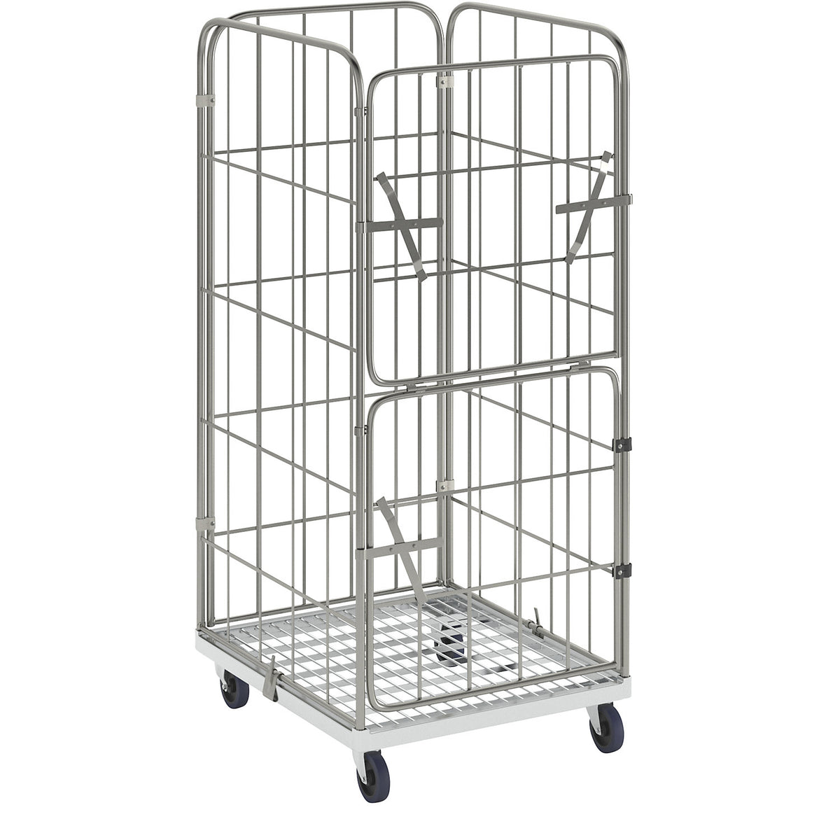 MODULAR roll container, steel transport dolly, mesh on 4 sides.
