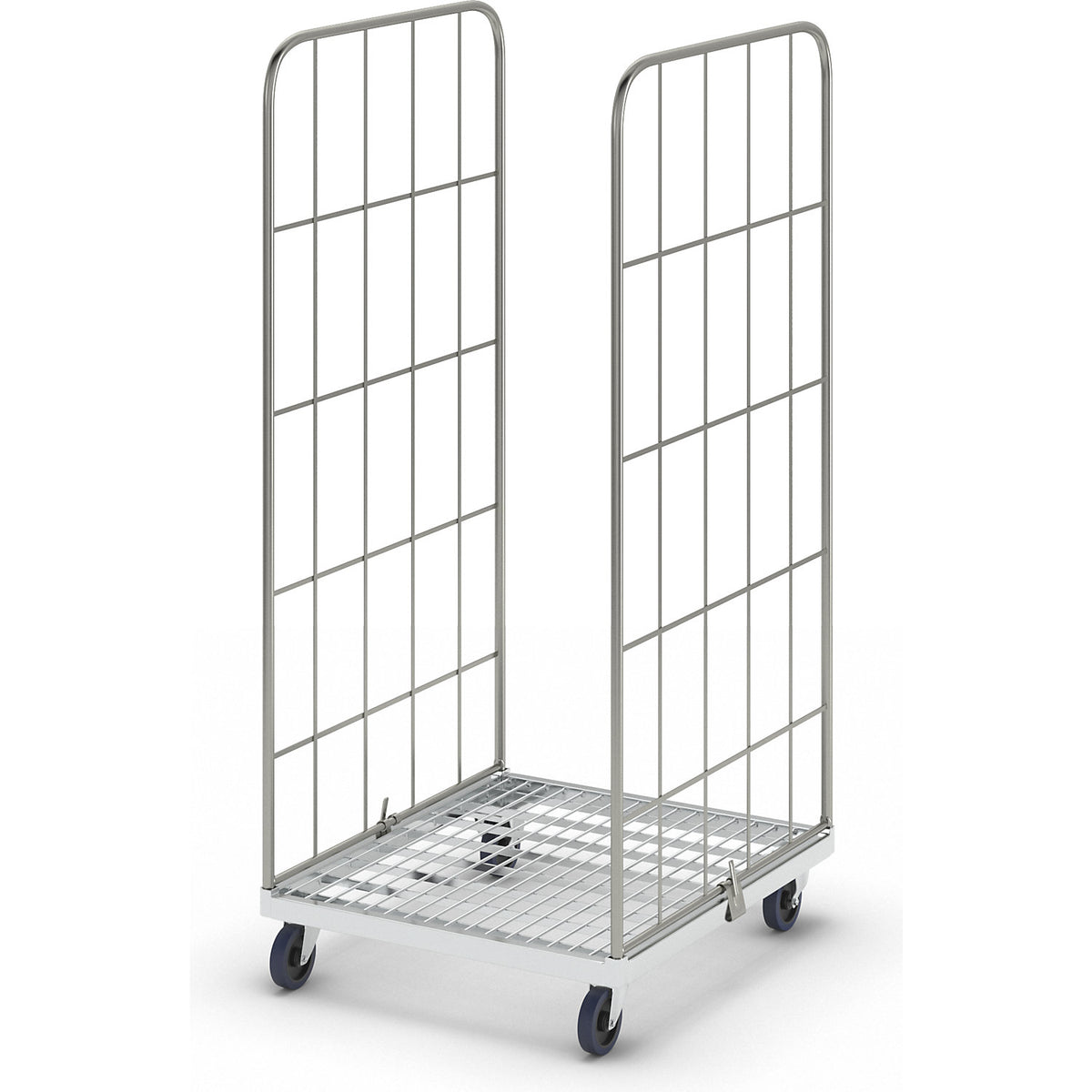 MODULAR roll container, steel transport dolly, mesh on 2 sides.