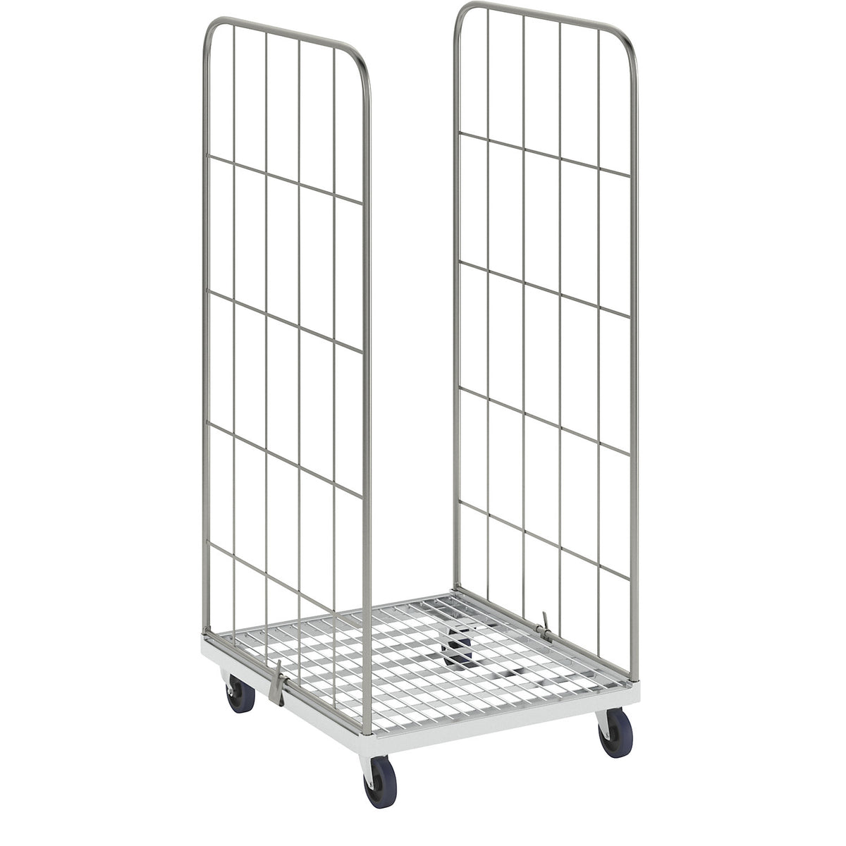 MODULAR roll container, steel transport dolly, mesh on 2 sides.