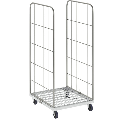 MODULAR roll container, steel transport dolly, mesh on 2 sides.