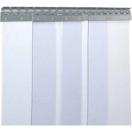 Strip curtain, price/m², width x thickness 300 x 3 mm, overlap 3 hooks = 136 mm.