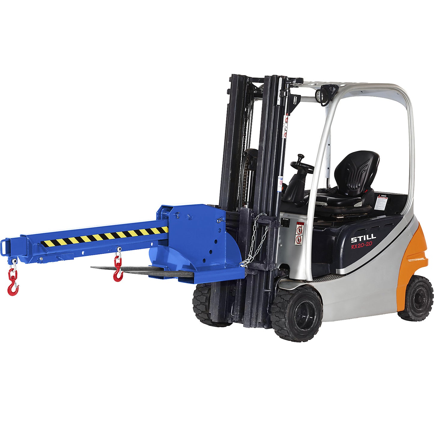Telescopic loader, height adjustable in 5 stages, max. load 650 - 3000 kg, telescopic, painted blue.