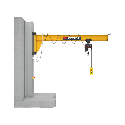 ASSISTENT AW wall mounted jib crane, without electric chain hoist, max. load 500 kg, reach 4 m.