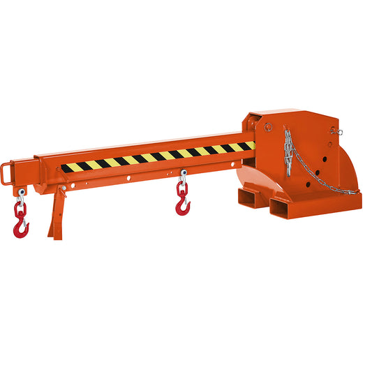 Telescopic loader, height adjustable in 5 stages, max. load 650 - 3000 kg, telescopic, painted orange.
