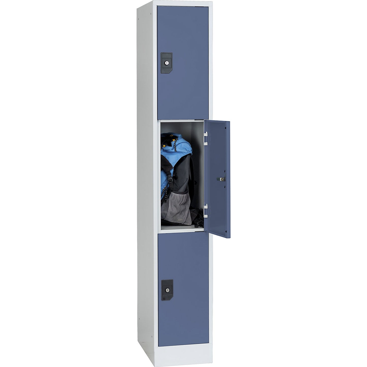 Stuttgart 3-fold compartment locker, 1 compartment, W 300 mm, light grey / pigeon blue.