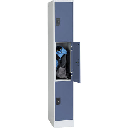 Stuttgart 3-fold compartment locker, 1 compartment, W 300 mm, light grey / pigeon blue.