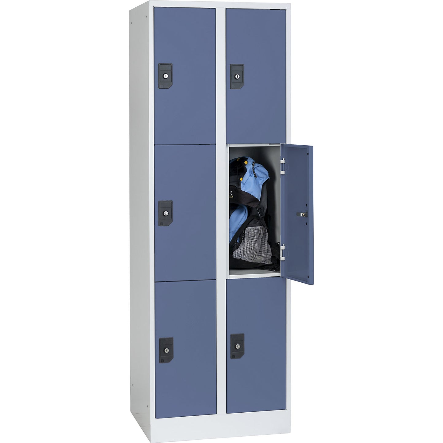 Stuttgart 3-fold compartment locker, 2 compartments, W 600 mm, light grey / pigeon blue.