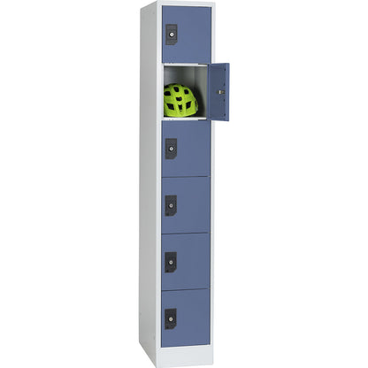 Stuttgart 6-fold compartment locker, 1 compartment, W 300 mm, light grey / pigeon blue.