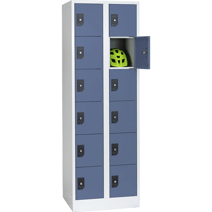 Stuttgart 6-fold compartment locker, 2 compartments, W 600 mm, light grey / pigeon blue.