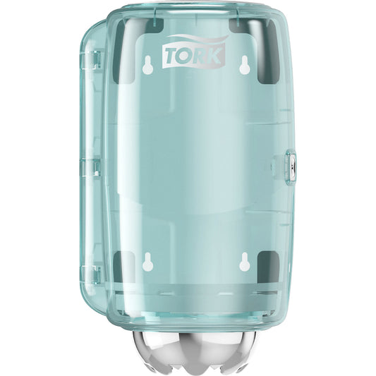 Hand and wiping cloth dispenser, centrefeed, HxWxD 333 x 193 x 172 mm, turquoise / white.