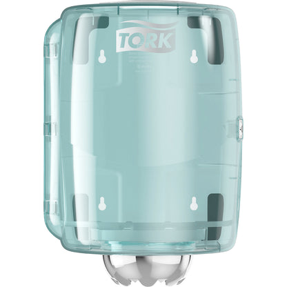 Hand and wiping cloth dispenser, centrefeed, HxWxD 356 x 248 x 232 mm, turquoise / white.