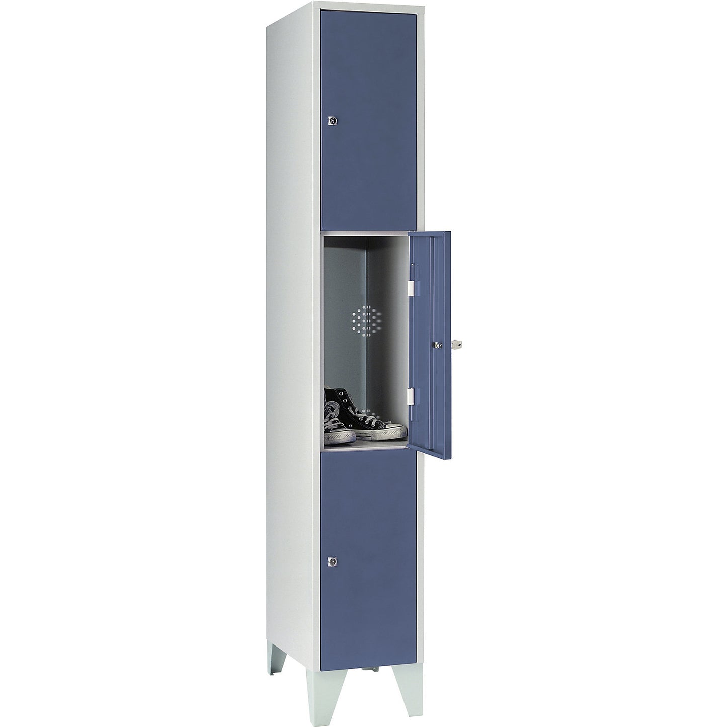Munich 3-fold compartment locker, 1 compartment, width 300 mm, pigeon blue.