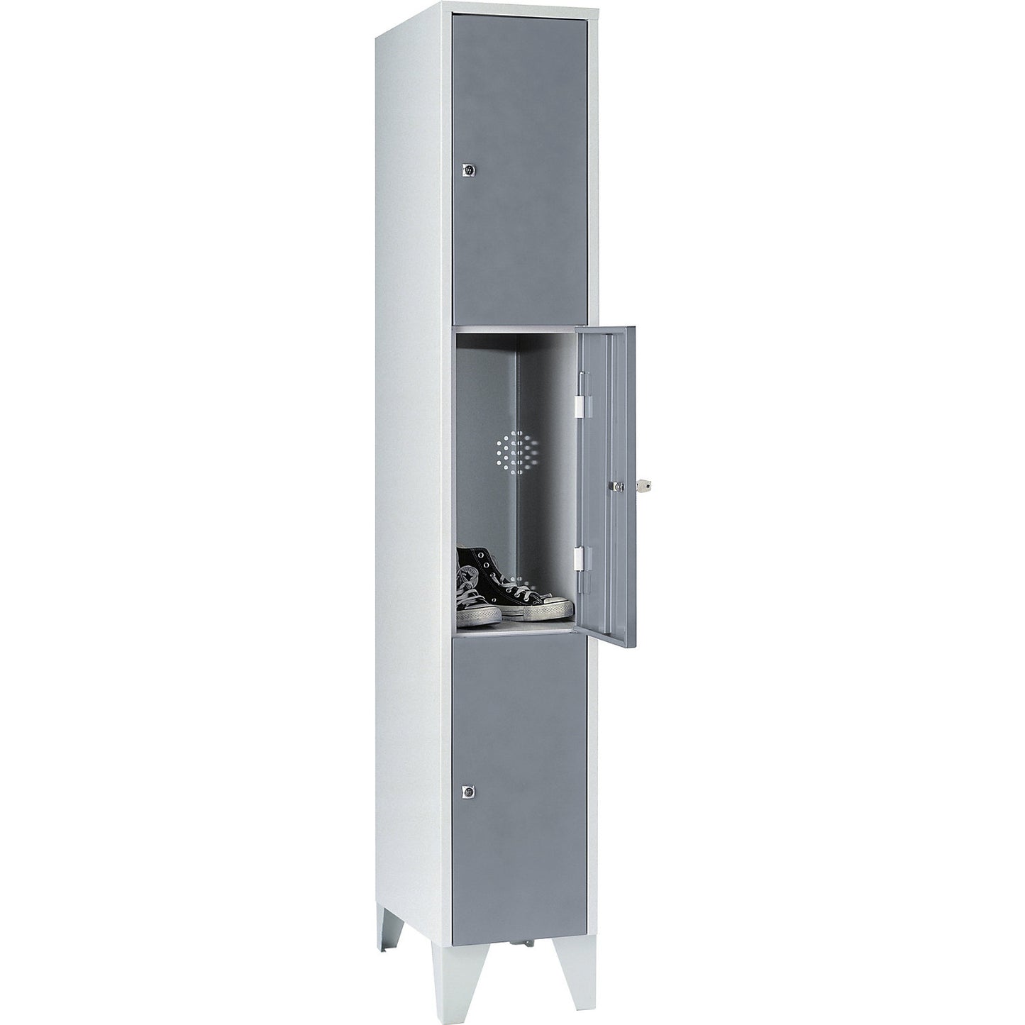 Munich 3-fold compartment locker, 1 compartment, width 300 mm, silver grey.