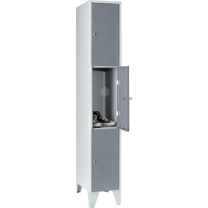 Munich 3-fold compartment locker, 1 compartment, width 300 mm, silver grey.