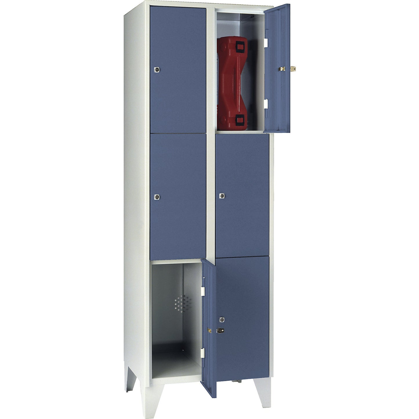 Munich 3-fold compartment locker, 2 compartments, width 600 mm, pigeon blue.