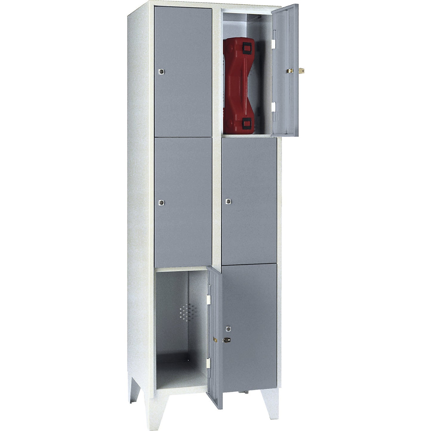 Munich 3-fold compartment locker, 2 compartments, width 600 mm, silver grey.