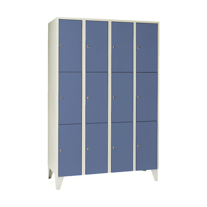 Munich 3-fold compartment locker, 4 compartments, width 1200 mm, pigeon blue.