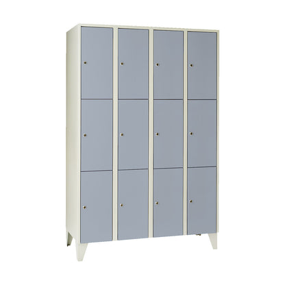 Munich 3-fold compartment locker, 4 compartments, width 1200 mm, silver grey.