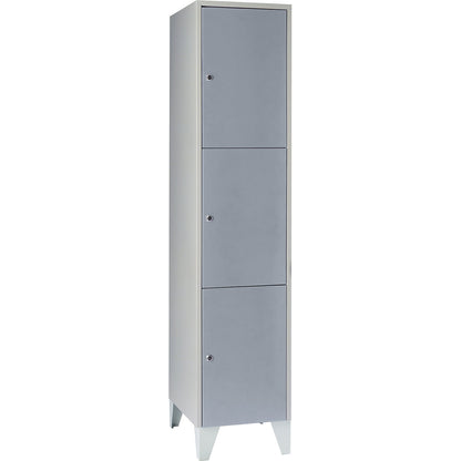 Munich 3-fold compartment locker, 1 compartment, width 400 mm, silver grey.