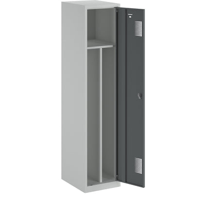 Amsterdam clean and dirty locker, centre divider, 1 compartment, light grey / basalt grey, width 400 mm.