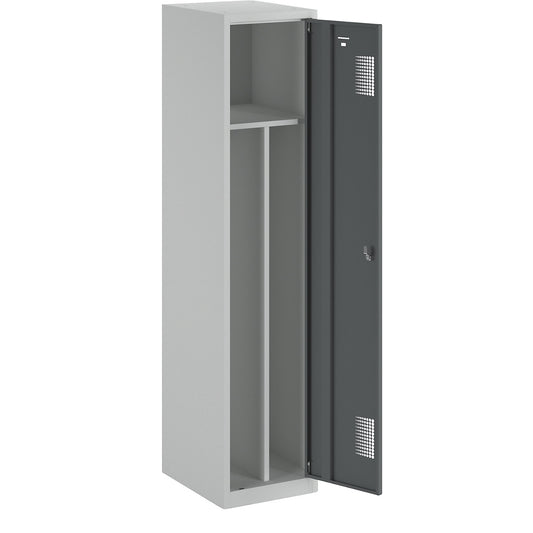 Amsterdam clean and dirty locker, centre divider, 1 compartment, light grey / basalt grey, width 400 mm.