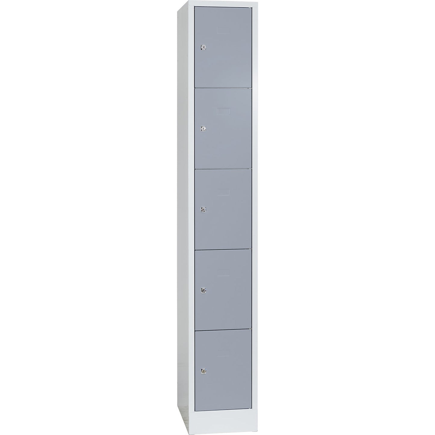 Dresden 5-fold compartment locker, 1 compartment, light grey / silver grey, W 300 mm, with base plinth.