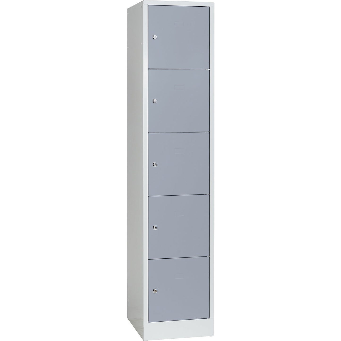 Dresden 5-fold compartment locker, 1 compartment, light grey / silver grey, W 400 mm, with base plinth.