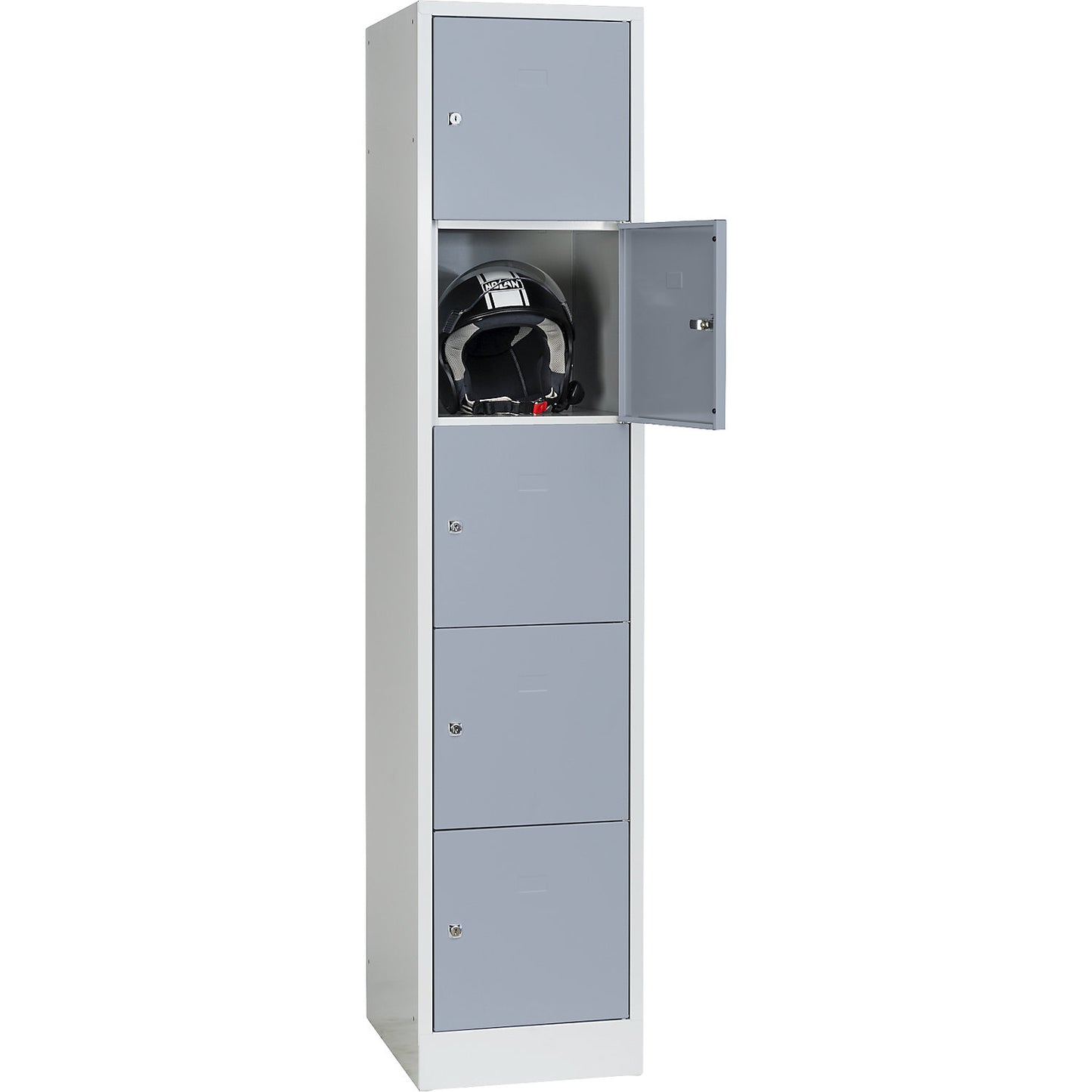 Dresden 5-fold compartment locker, 1 compartment, light grey / silver grey, W 400 mm, with base plinth.