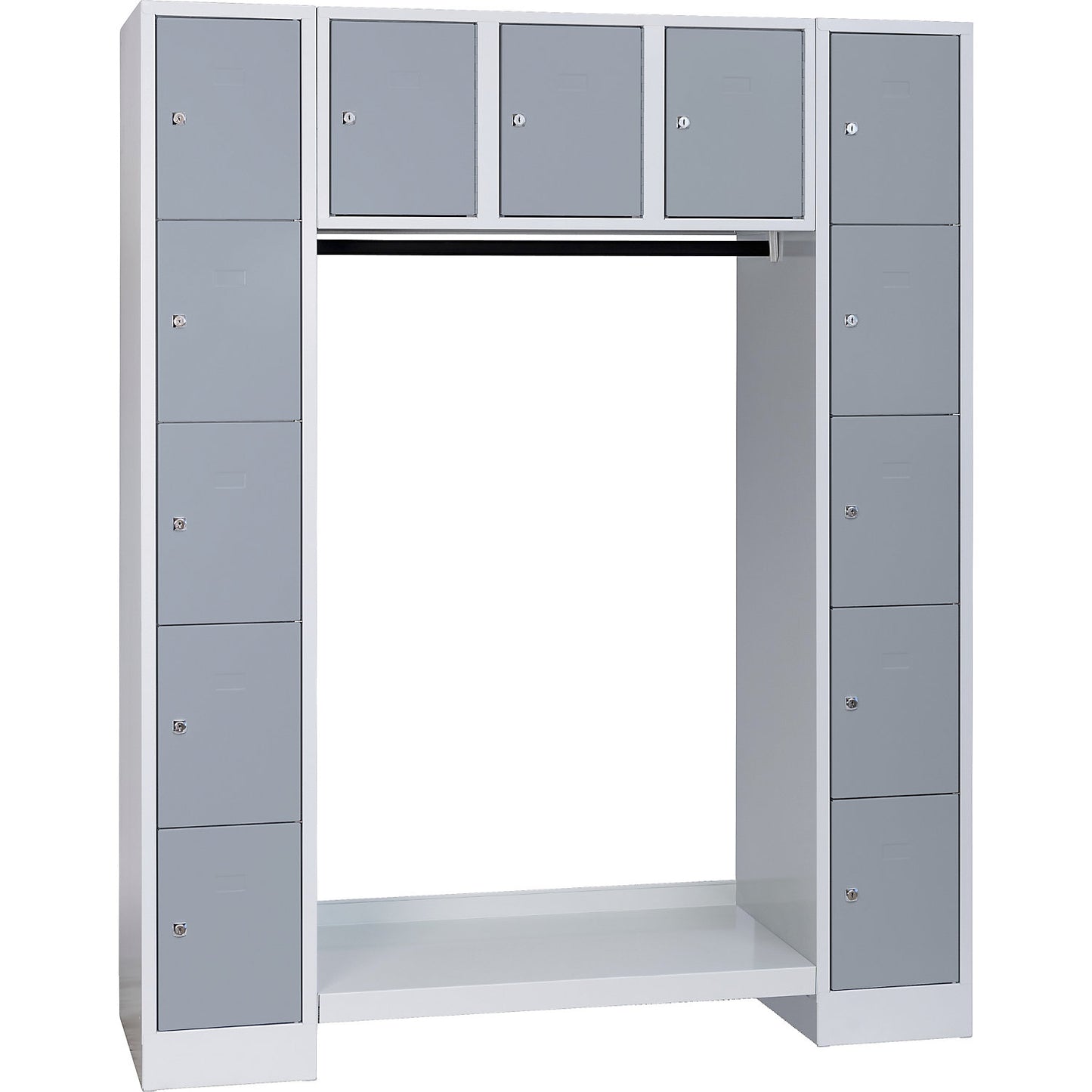Dresden cloakroom locker system, 13 compartments, light grey / silver grey.