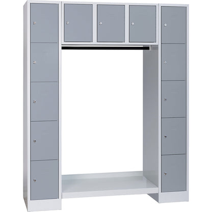Dresden cloakroom locker system, 13 compartments, light grey / silver grey.