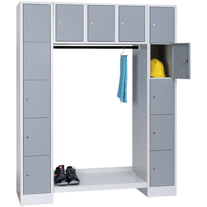 Dresden cloakroom locker system, 13 compartments, light grey / silver grey.