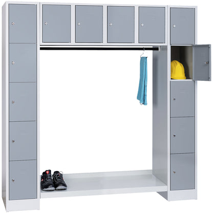 Dresden cloakroom locker system, 14 compartments, light grey / silver grey.