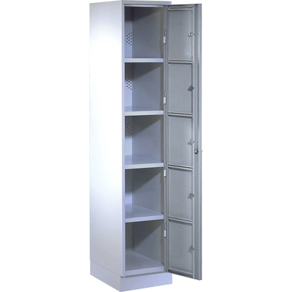 Laundry cabinet, HxWxD 1800 x 350 x 500 mm, 5 compartments, light grey / silver grey.